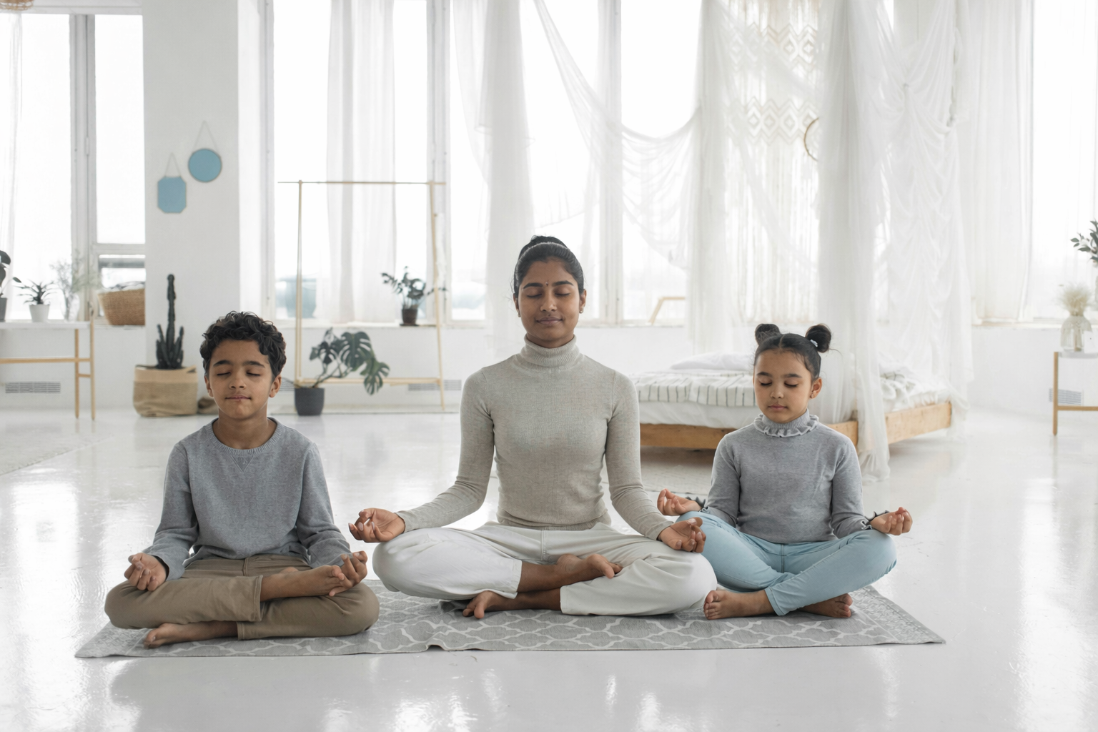 Little yogis aged 4-6 doing simple poses